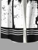 Chemise Décontractée Boutonnée en Blocs de Couleurs Arbre de Noix de Coco Imprimé Grande Taille avec Poche - Multi L