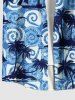 Chemise Boutonnée Imprimé Cocotier Hawaiien avec Poche Grande Taille pour Homme - Bleu 4XL