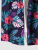 Chemise Imprimé à Feuilles et Fleurs Tropicales Grande Taille avec Poche pour Homme - Noir 4XL