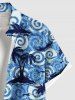 Chemise Boutonnée Imprimé Cocotier Hawaiien avec Poche Grande Taille pour Homme - Bleu 5XL