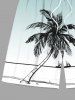 Plus Size Coconut Tree Seascape Bird Ombre Print Hawaii Beach Shorts For Men -  
