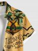 Plus Size Guitar Coconut Tree Pineapple Seascape Beauty Print Buttons Pocket Hawaii Shirt For Men -  