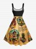 Plus Size Guitar Coconut Tree Pineapple Seascape Beauty Print Hawaii Tank Dress -  