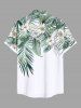 Chemise Imprimé à Fleurs et Feuilles Tropicales Grande Taille avec Boutons pour Homme - Blanc XL