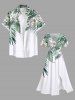 Robe Mi-Longue Hawaïen Fendue Fleur et Feuille Tropicale Imprimées de Grande Taille - Blanc 6X