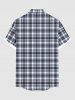 Chemise à Imprimé Carreaux avec Poches et Boutons Grande-Taille pour Hommes - Noir S
