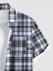 Chemise à Imprimé Carreaux avec Poches et Boutons Grande-Taille pour Hommes - Noir S