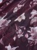 Plus Size Flowers Print Heart Buckle Surplice Butterfly Sleeves Ribbed Textured Dress -  