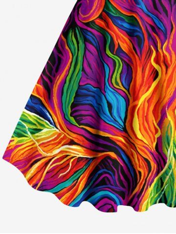 Plus Size Rainbow Colorful Graphic Oil Painting Print Hawaii Tank Dress