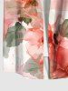 Plus Size Flowers Leaf Print Buttons Pocket Hawaii Shirt For Men -  