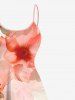 Plus Size Flowers Leaf Print High Low Hawaii Cami Dress -  