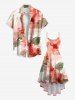 Plus Size Flowers Leaf Print High Low Hawaii Cami Dress -  