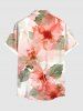 Plus Size Flowers Leaf Print Buttons Pocket Hawaii Shirt For Men -  
