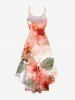 Plus Size Flowers Leaf Print High Low Hawaii Cami Dress -  