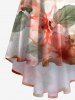 Plus Size Flowers Leaf Print High Low Hawaii Cami Dress -  