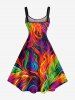 Plus Size Rainbow Colorful Graphic Oil Painting Print Hawaii Tank Dress -  