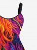 Plus Size Rainbow Colorful Graphic Oil Painting Print Hawaii Tank Dress -  