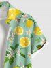 Plus Size Flower Leaf Lemon Print Buttons Pocket Hawaii Shirt For Men -  