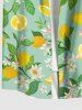 Plus Size Flower Leaf Lemon Print Buttons Pocket Hawaii Shirt For Men -  