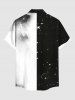 Chemise Boutonnée Imprimé Étoile Lune et Papillon à Deux Tons Grande Taille avec Poche pour Homme - Noir L
