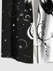 Chemise Boutonnée Imprimé Étoile Lune et Papillon à Deux Tons Grande Taille avec Poche pour Homme - Noir L