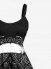Robe débardeur trapèze hawaïenne grande taille à imprimé géométrique cachemire et tête de mort - Noir 1X