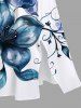 Plus Size Watercolor Floral Leaves Branch Print Hawaii Split Pocket A Line Midi Dress -  