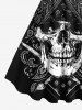 Robe débardeur trapèze hawaïenne grande taille à imprimé géométrique cachemire et tête de mort - Noir 1X
