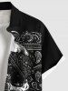 Chemise hawaïenne grande taille à imprimé géométrique cachemire et tête de mort avec poches boutonnées pour homme - Noir 3XL