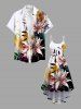 Plus Size Paint Splatter Flowers Leaf Colorblock Print High Low Hawaii Cami Dress -  