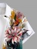 Plus Size Paint Splatter Flowers Leaf Colorblock Print Buttons Pocket Hawaii Shirt For Men -  