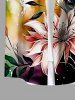 Plus Size Paint Splatter Flowers Leaf Colorblock Print Buttons Pocket Hawaii Shirt For Men -  