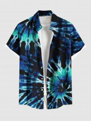Plus Size Spiral Tie Dye Print Hawaii Button Pocket Shirt For Men -  
