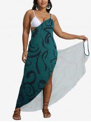 Couverture de Plage Imprimé Graffiti Grande Taille Asymétrique - Vert profond 4XL