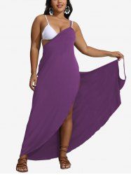 Plus Size Solid Convertible Asymmetric Wrap Backless Beach Cover -  