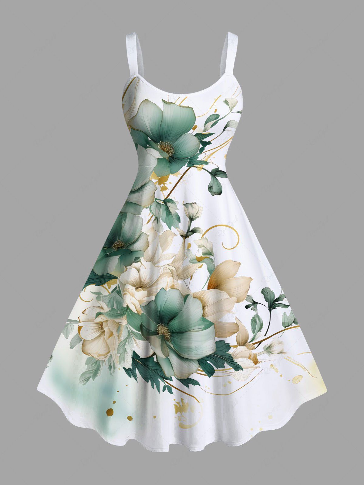 Outfits Plus Size Flowers Leaf Ombre Print Hawaii Tank Dress  
