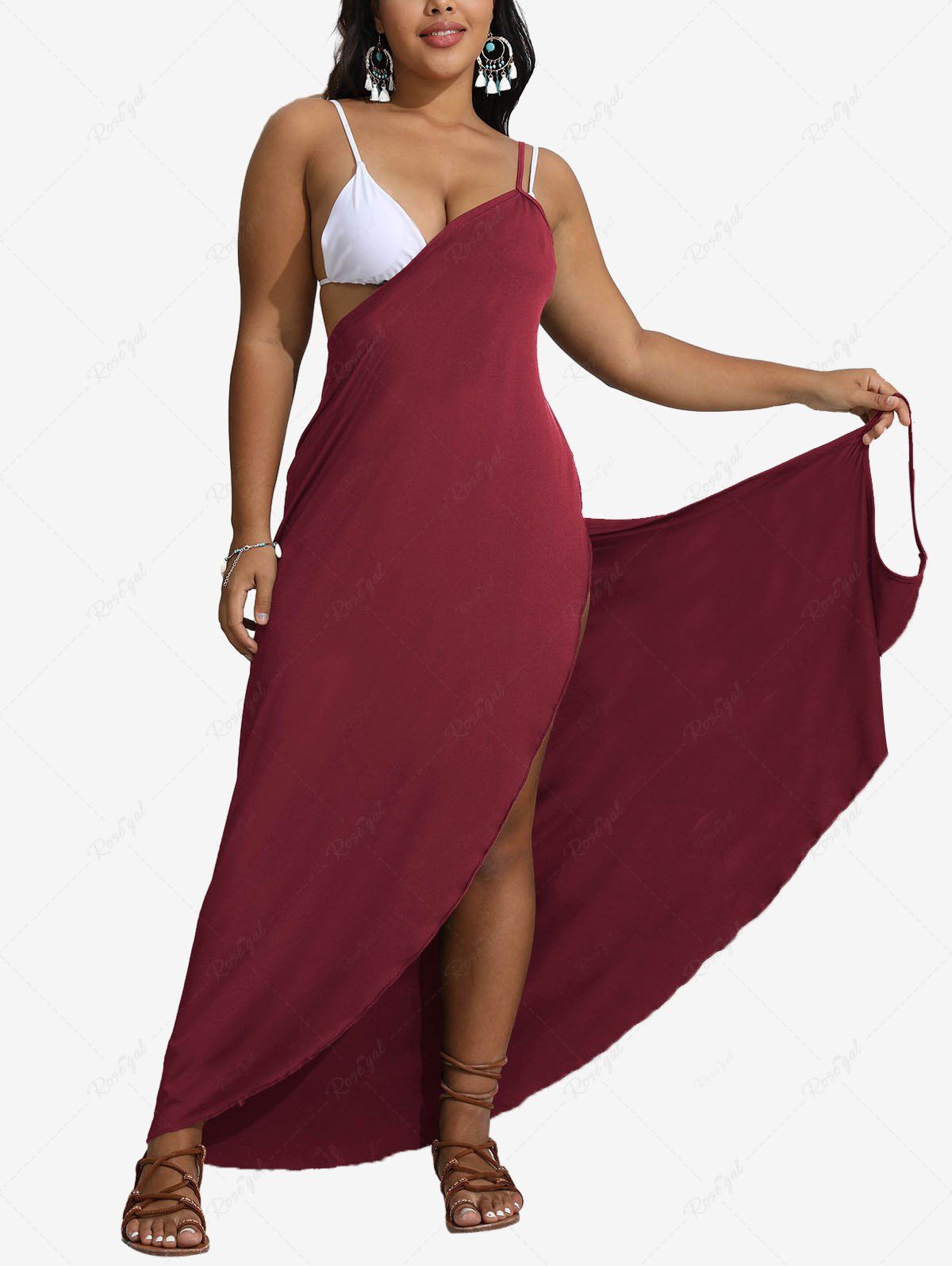 Best Plus Size Solid Convertible Asymmetric Wrap Backless Beach Cover  