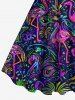 Plus Size Colorful Flamingo Coconut Tree Print Hawaii Tank Dress -  