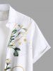 Plus Size Flowers Leaf Ombre Print Buttons Pocket Hawaii Shirt For Men -  