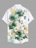 Plus Size Flowers Leaf Ombre Print Buttons Pocket Hawaii Shirt For Men -  