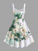 Plus Size Flowers Leaf Ombre Print Hawaii Tank Dress -  