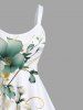 Plus Size Flowers Leaf Ombre Print Hawaii Tank Dress -  