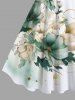 Plus Size Flowers Leaf Ombre Print Hawaii Tank Dress -  
