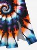 Plus Size Colorful Spiral Tie Dye Print Hawaii Split Pocket A Line Midi Dress -  