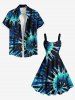 Plus Size Spiral Tie Dye Print Hawaii A Line Tank Dress -  