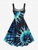 Plus Size Spiral Tie Dye Print Hawaii A Line Tank Dress -  