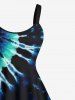 Plus Size Spiral Tie Dye Print Hawaii A Line Tank Dress -  