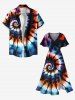 Plus Size Colorful Spiral Tie Dye Print Hawaii Split Pocket A Line Midi Dress -  