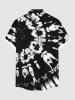 Plus Size Tie Dye Ombre Print Hawaii Button Pocket Shirt For Men -  