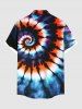 Plus Size Colorful Spiral Tie Dye Print Hawaii Button Pocket Shirt For Men -  